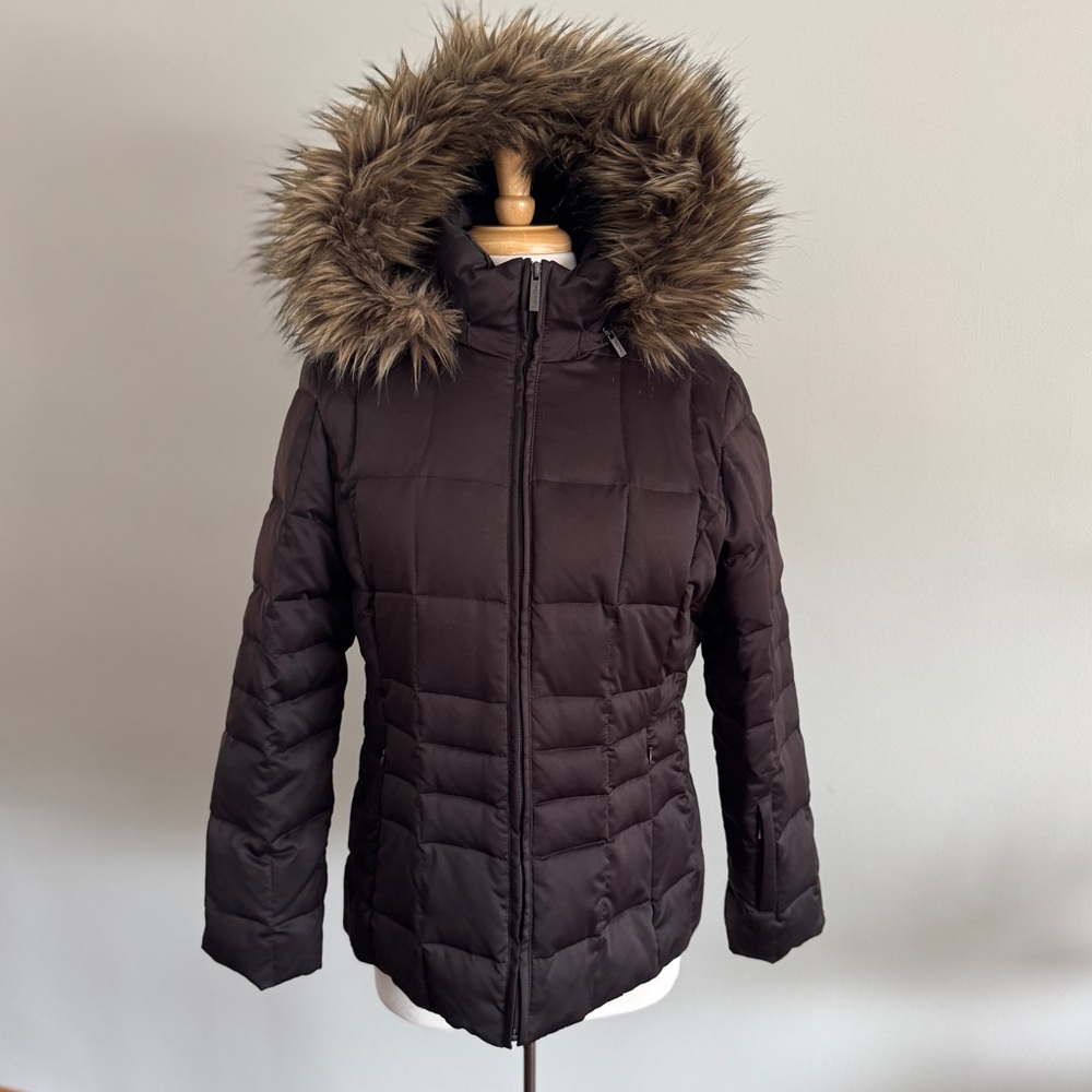 Chocolate Calvin Klein Duck/Waterfown Feather Fill Insulated Puffer Winter Coat